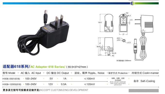 5V1A Evrensel AC DC Adaptörü 5W LED Güç Adaptörü% 78 Verimlilik 0