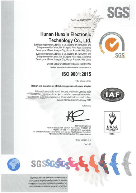 Çin Hunan Huaxin Electronic Technology Co., Ltd. Sertifikalar